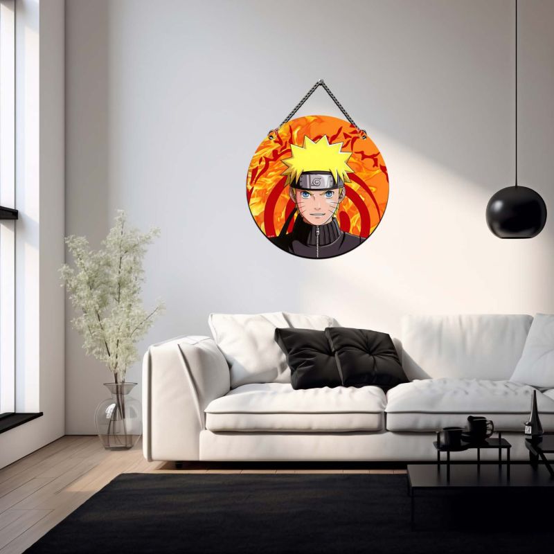 Anime Theme Wooden Wall Hanging for Kids' Bedroom, Living Room & Playrooms Birthday Return Gift For Kids & Anime Lover (NarutoUzumaki458)